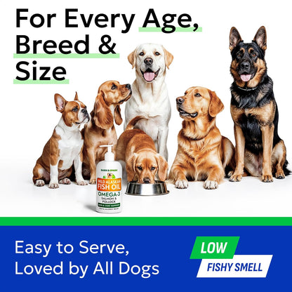 Bark&Spark Fish Oil for Dogs - Natural Omega-3 - Skin & Coat Support - Liquid Food Supplement for Pets - Natural EPA + DHA Fatty Acids for Joint Function, Immune & Heart Health 8oz - Salmon