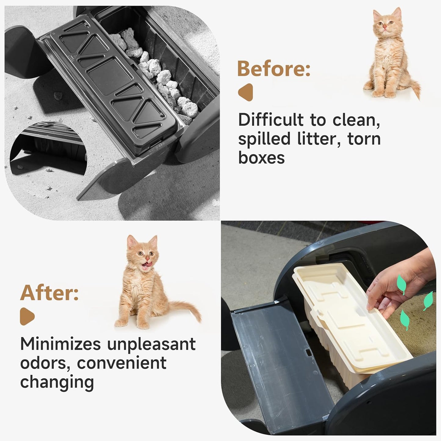 30 PCs Disposable Waste Receptacles with Charcoal Bags Compatible with Nature's Miracle Litter Box 2nd and Littermaid Litter Box 3rd, Disposable Cat Litter Trays (Machine NOT Included)