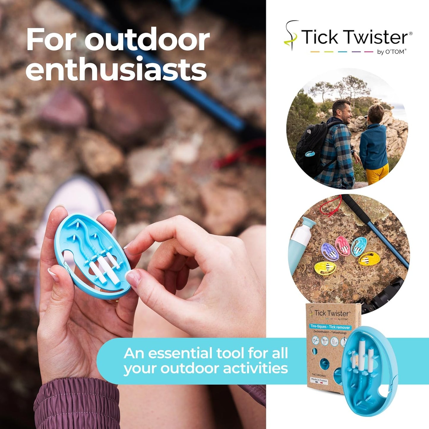 Tick Twister Tick Remover for Dogs and Human - Made in France - Tick Puller for Humans and Dogs - 3 Different Sizes - Dog Tick Removal Tool - Also for All Other Pets - Tick Nipper in