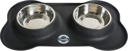 Franklin Pet Supply Double Bowl Pet Feeding Station - Stainless Bowls - No Mess - No Spill - Non-Slip, Model Number: 90062XB