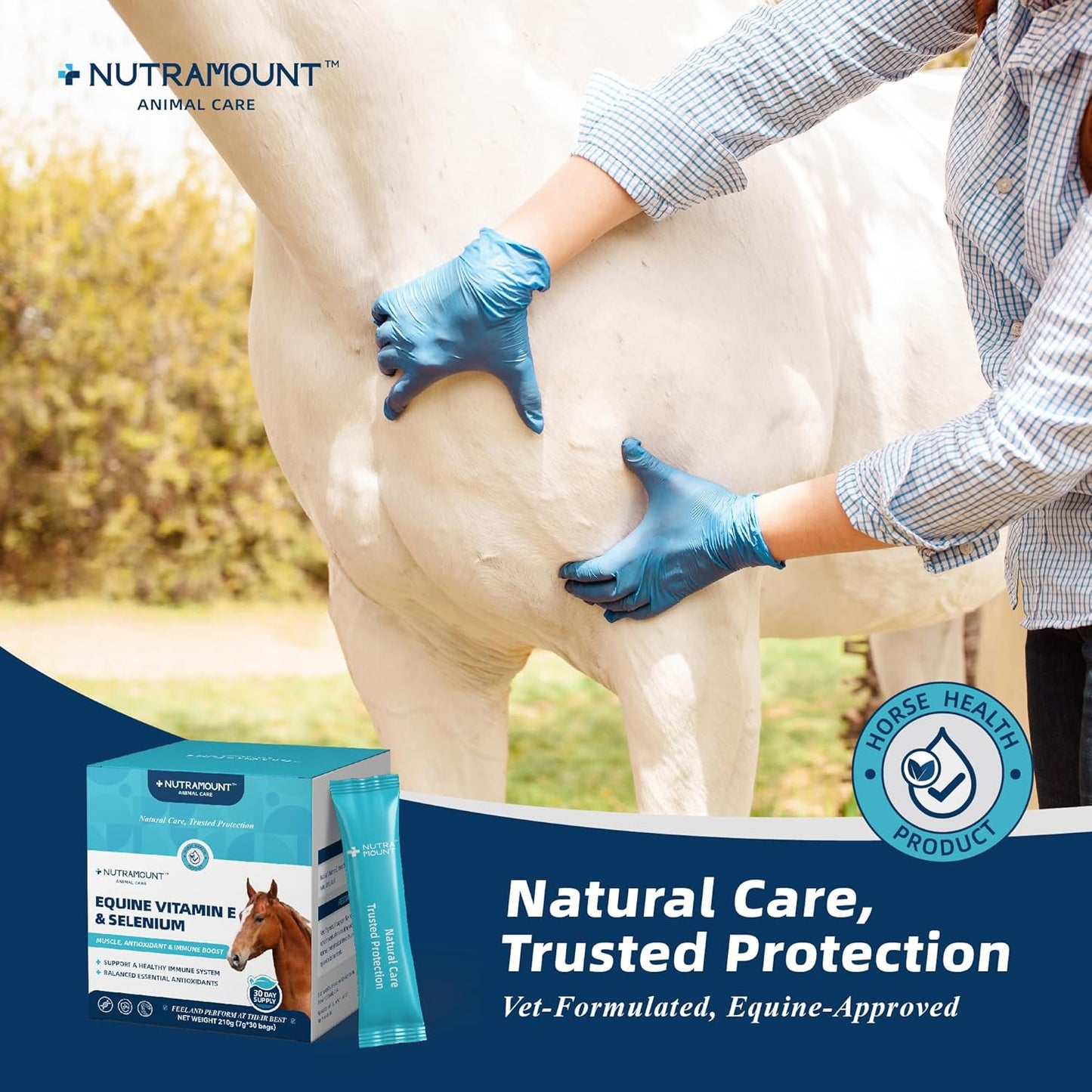 Balanced Natural Vitamin E & Selenium Powder Horse Supplement Supports Overall Health and Performance 30-Day Supply