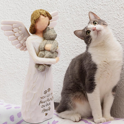 Cat Memorial Gifts for Loss of Cat, Pet Loss Sympathy Gift, Pet Cat Remembrance Gifts, Cat Loss Sympathy Gift, Cat Mom Gifts for Cat Lovers, Cat Statue Hand-Painted Figurines Angel Cat (Gray)