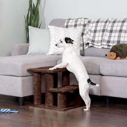 Furhaven Steady Paws Multi-Step Pet Stairs for High Beds & Sofas - Brown, 3-Step