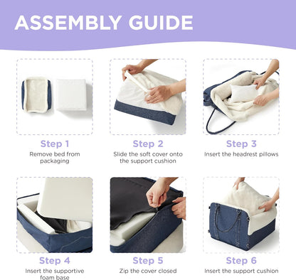 Lesure Dog Booster Bed - Car Seats for Small Dogs, Egg Crate Foam Dog Car Bed with Clip-On Leash Travel accessories, Blue