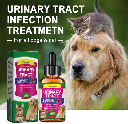 Cat & Dog Natural UTI Medicine, Cranberry Supplement for Dogs, Urinary Tract Infection Treatment Care Drops, Prevention Incontinence, Stones- Bladder Constipation Relief, Kidney Support for Pets