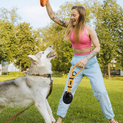 Andiker Dog Poop Scooper with Bag Attachment with 20Pcs Bag Refills, Pet Pooper Scooper with 13" Length Handle Hide&High Elastic Spring Dog Pooper Scooper for Yard Medium Dog, Puppy (Yellow Black)