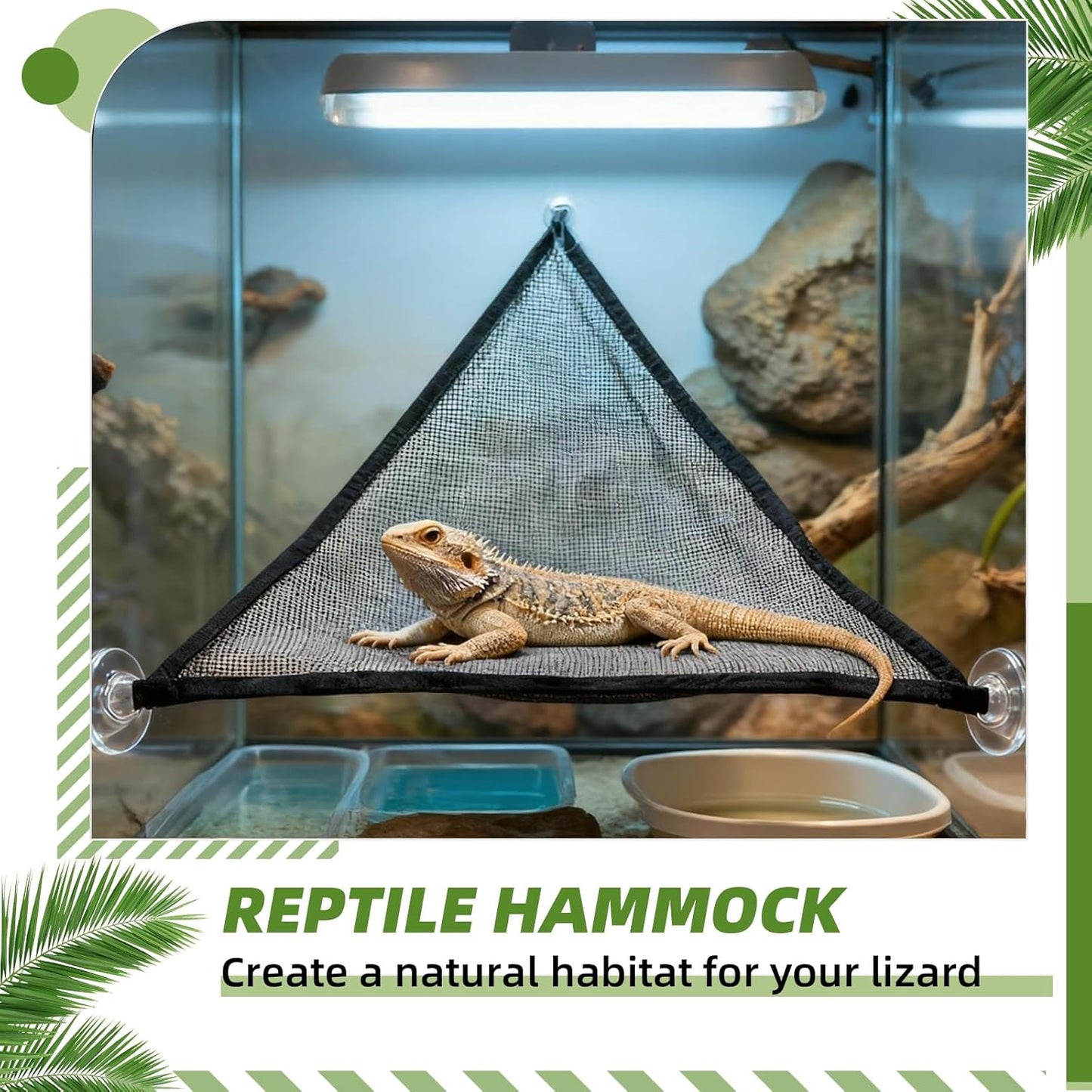2 Pcs Bearded Dragon Lizard Hammock, Breathable Mesh Reptile Hammock, Suitable for Large & Small Bearded Dragons Anole Geckos Lizards or Chameleon
