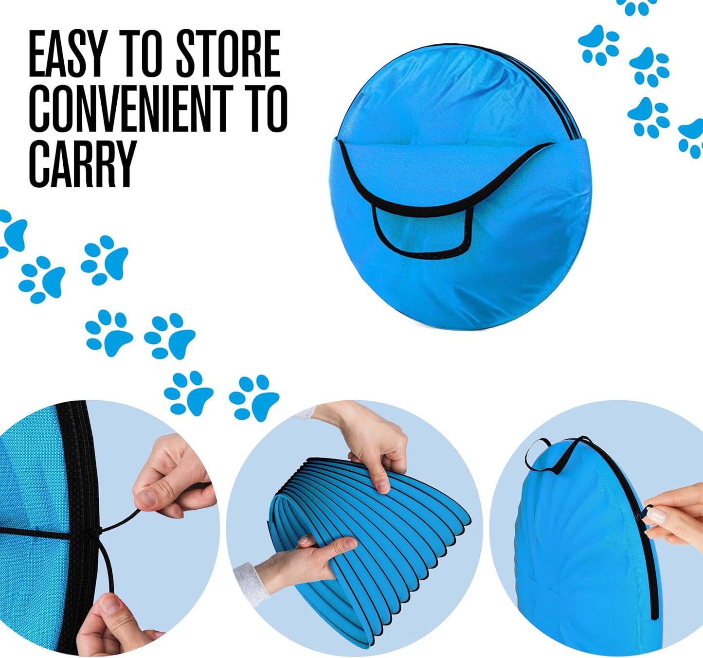 Houseables Dog Tunnel, Dog Agility Tunnel, Agility Equipment, Puppy Obstacle Course, Pet Playground, Crawling, Small, Medium, Large, Indoor/Outdoor, Play, Pop Up Set, Exercise Tube, Toy, Blue, 18 Feet
