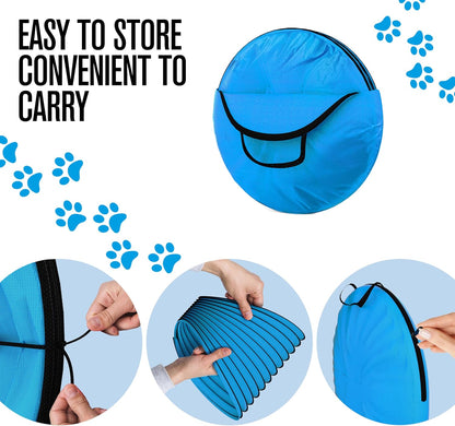 Houseables Dog Tunnel, Dog Agility Tunnel, Agility Equipment, Puppy Obstacle Course, Pet Playground, Crawling, Small, Medium, Large, Indoor/Outdoor, Play, Pop Up Set, Exercise Tube, Toy, Blue, 18 Feet