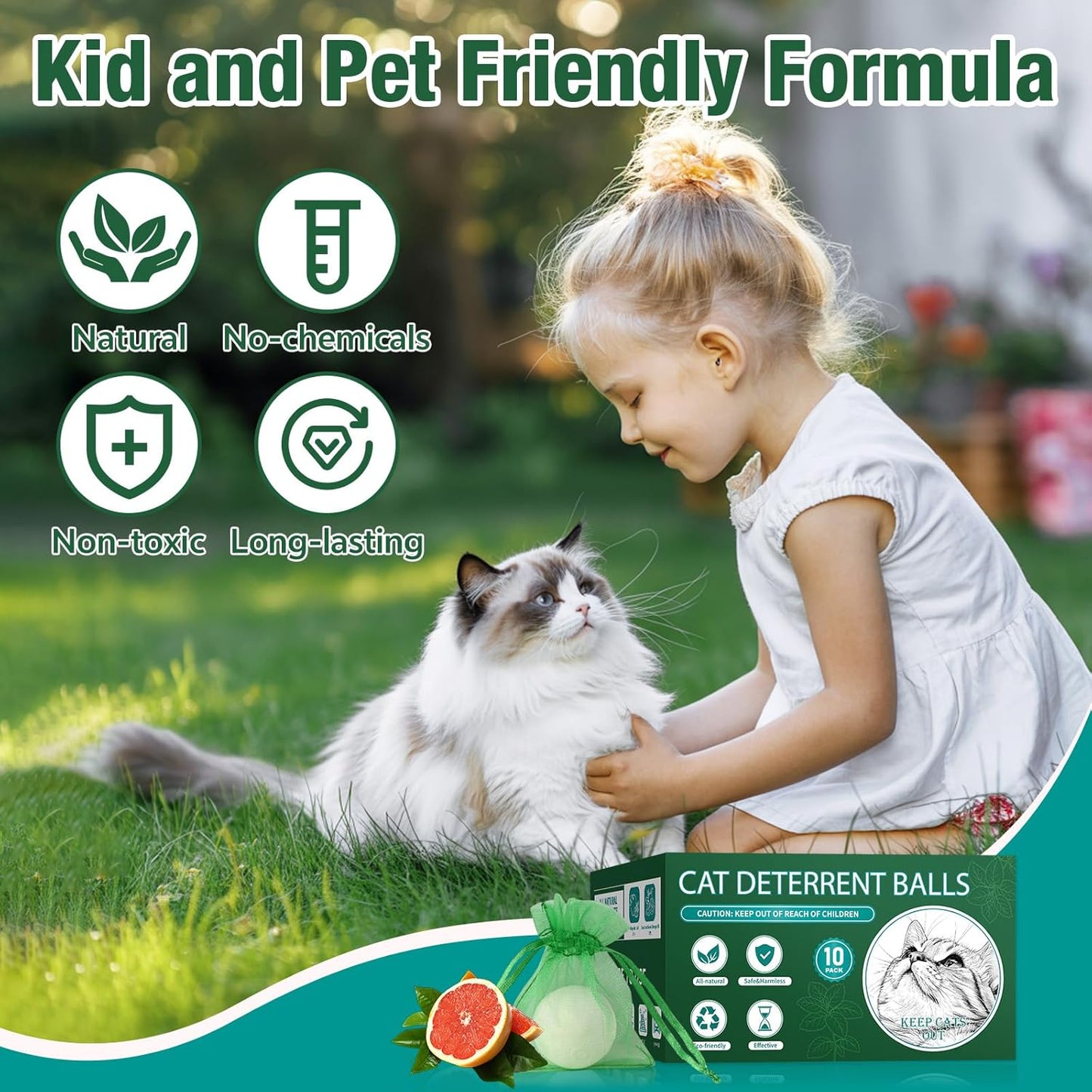 Cat Repellent Outdoor & Indoor, Cat Deterrent Outdoor Indoor, Natural Grapefruit Oil Keep Cats Out of Yard Permanently, Keep Cats Away from Garden, Furniture, and More, 10 PCS (Pack of 1)