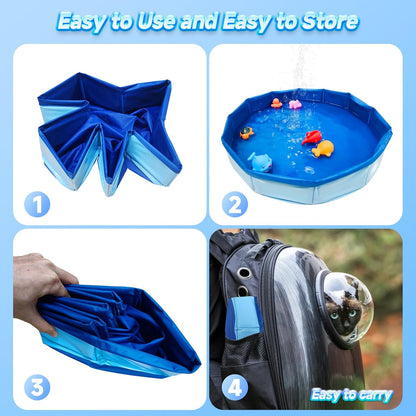 Eelexa Portable Cat Pool Toy with 6 Fish-Shaped Water Toys, Interactive Splash-Proof Indoor Cat Toys for Boredom Relief, Self-Play Cat Pool for Bored Cats, Easy Fill & Drain Design
