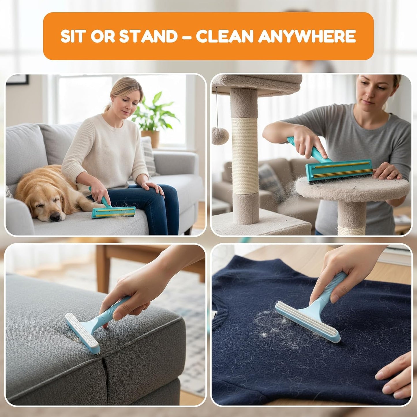 3 in 1 Carpet Rake for Pet Hair Removal & Waterproof Dog Blanket