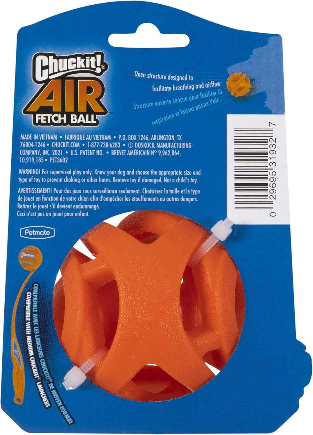 Chuckit! Air Fetch Ball Dog Toy, Medium (2.5 Inch Diameter), for dogs 20-60 lbs, Pack of 2