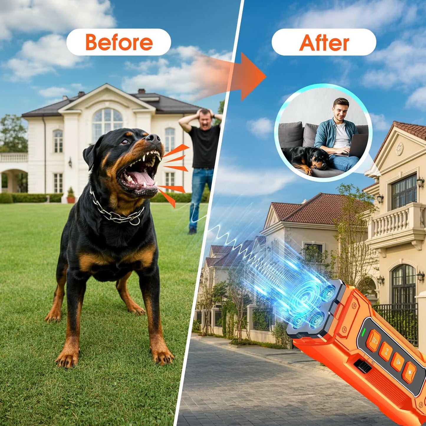 Dog Bark Deterrent Devices, Anti Barking Device 3X Ultrasonic Bark Control Device 50ft Range, Rechargeable & Safe Dog Training Tool for Quiet Walks and Peaceful Homes