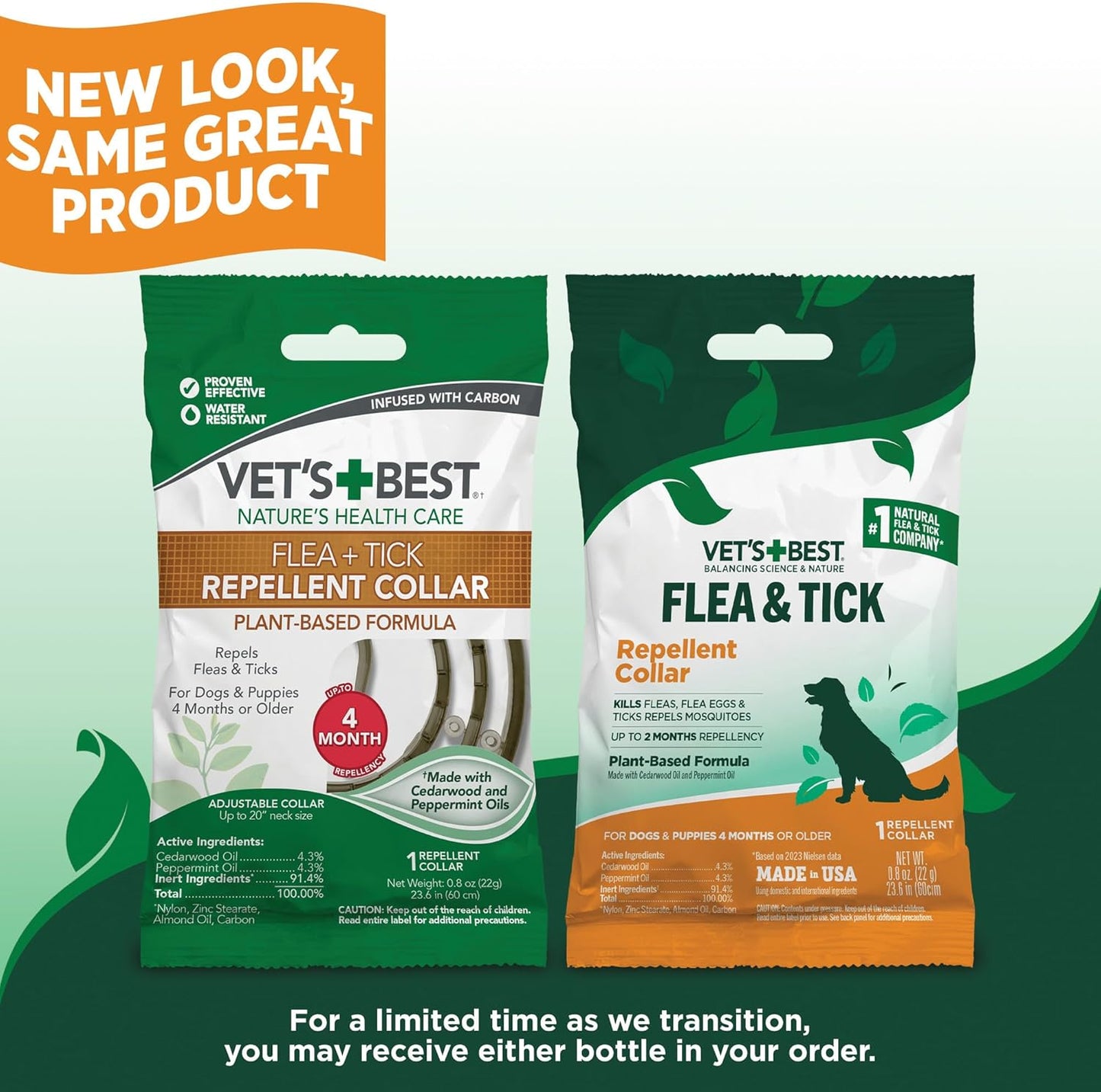 Vet's Best Natural Flea and Tick Collar for Dogs – Natural Repellent Collar with Plant-Based Ingredients – Flea and Tick Prevention and Treatment – Fits Small to Large Dogs – Up to 20” Neck Size