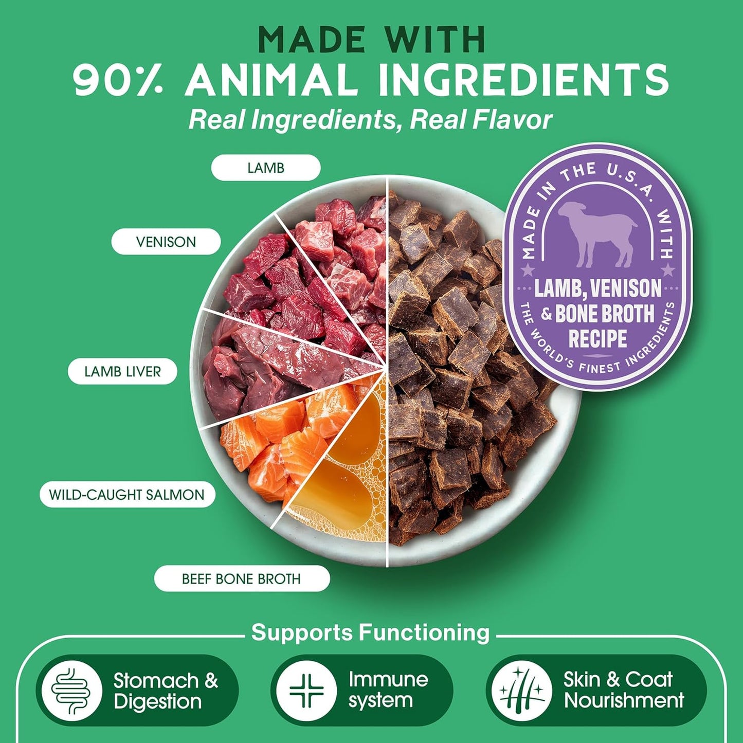 Farmland Traditions The Good List Air-Dried Dog Food with Beef & Bone Broth (2.2 lb) & Lamb, Venison & Bone Broth (2.2 lb) Bundle, High-Protein & Grain-Free