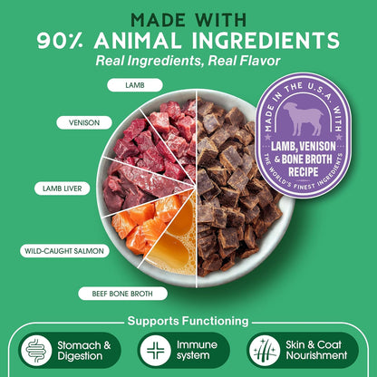 Farmland Traditions The Good List Air-Dried Dog Food with Beef & Bone Broth (2.2 lb) & Lamb, Venison & Bone Broth (2.2 lb) Bundle, High-Protein & Grain-Free