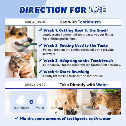 Dental-Tummy Toothpaste & Dental Rinse for Cats and Dogs (110ml) with Patented 2-Strain Probiotic, 5 Enzymes, Organic Fucoidan, Vitamin U, Mastic Gum