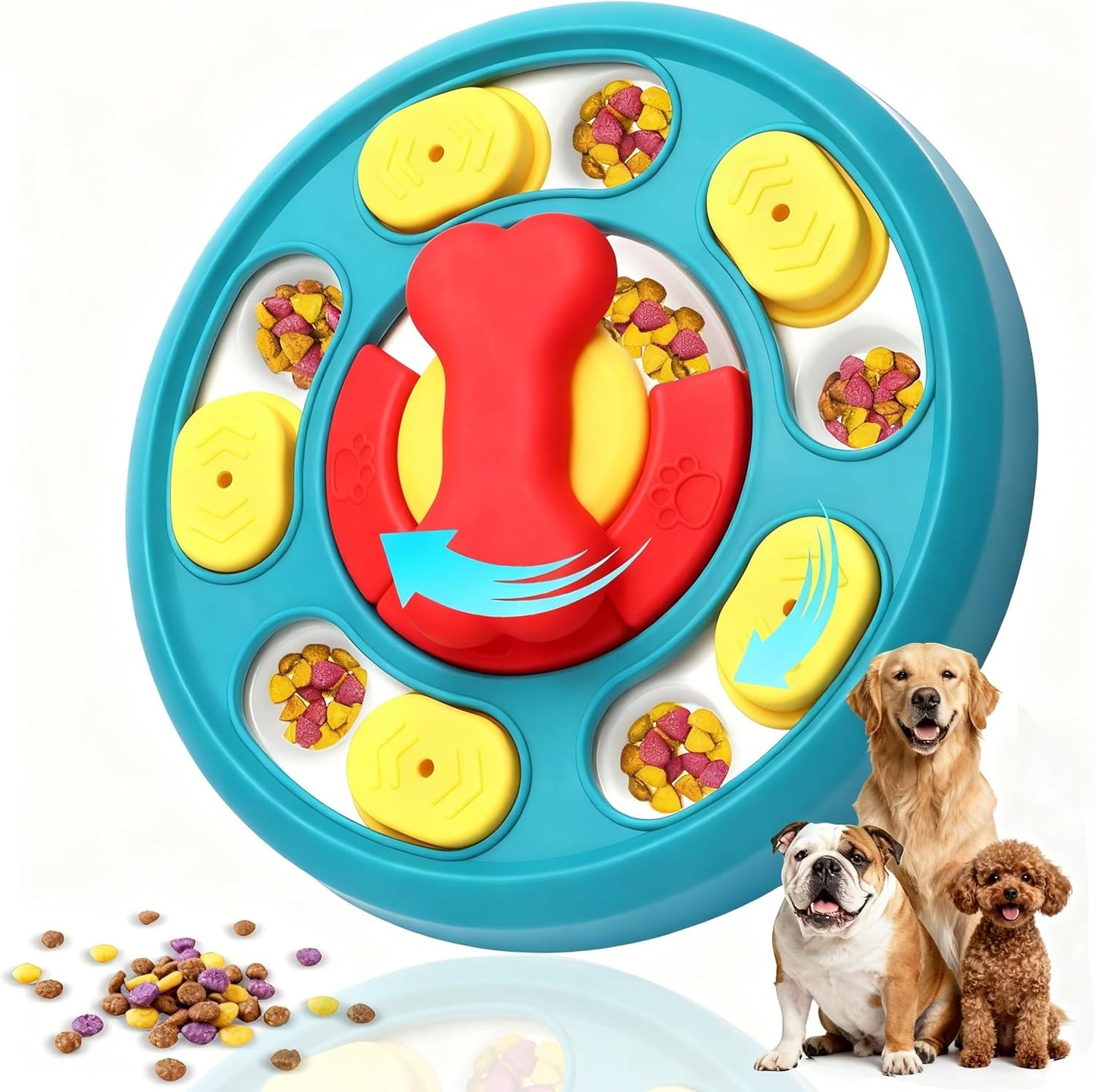 Interactive Dog Toys, Dog Puzzle Toy, Treat Dispensing Enrichment Toys, Food Feeder Toys for IQ Training & Mental Enrichment, Slow Feeder Bowl for Small Medium Large
