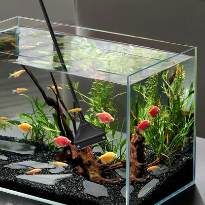 Algae Scraper for Glass Aquariums, Stainless Steel Fish Tank Cleaner Tool with 10 Blades, 25.6" Adjustable Handle Aquarium Glass Cleaning Accessories