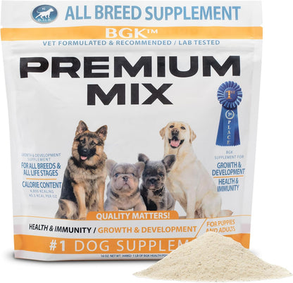 BGK Premium Mix Dog Multivitamin Powder (All Ages & Breeds) - 100% Organic Dog Supplements for Growth & Development - Multivitamin for Dogs Pre & Probiotics with Wild Fish Oil - Dog Health Booster