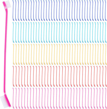 Nuenen 150 Pcs Dog Toothbrush Dual Headed Dental Brushes Puppy Tooth Brushing Kit Long Handle Toothbrush for Large and Small Dogs Cats Most Pets Teeth Cleaning Oral Care Supplies(Vibrant Color)