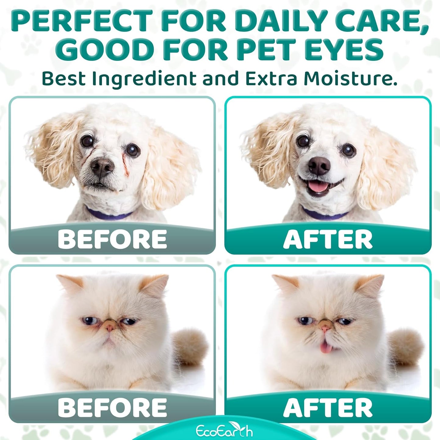 Premium Eye Wipes for Dogs & Cats - 100 Pcs - Pet Eyes Cleaning Pads to Remove Tear Stains, Crust & Discharge - Perfect for Pets Daily Care - Helps w/ Itching & Dryness - Pre-Soaked & Disposable