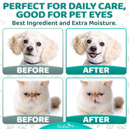 Premium Eye Wipes for Dogs & Cats - 100 Pcs - Pet Eyes Cleaning Pads to Remove Tear Stains, Crust & Discharge - Perfect for Pets Daily Care - Helps w/ Itching & Dryness - Pre-Soaked & Disposable