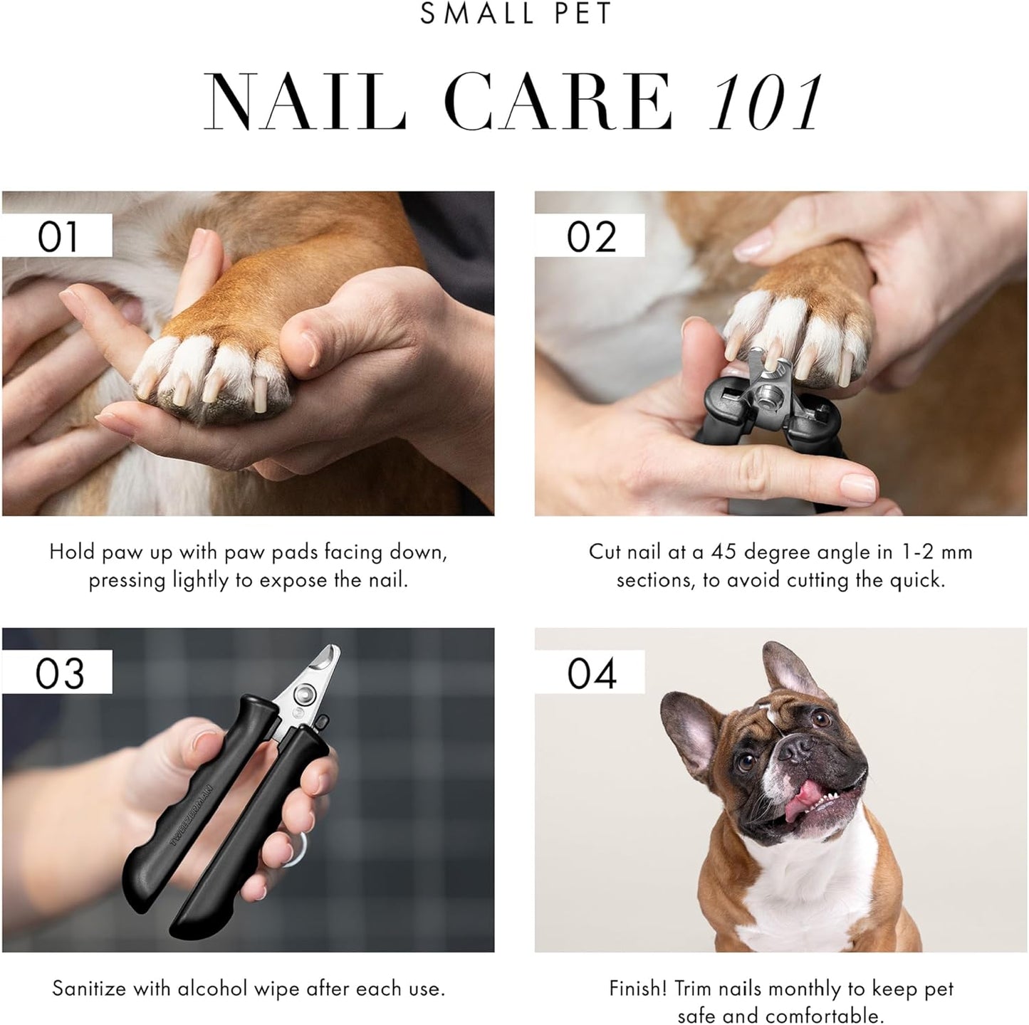 Tweezerman Small Nail Clippers for Dogs & Cats, Manual Professional Dog & Cat Nail Trimmer with Ergonomic Handle