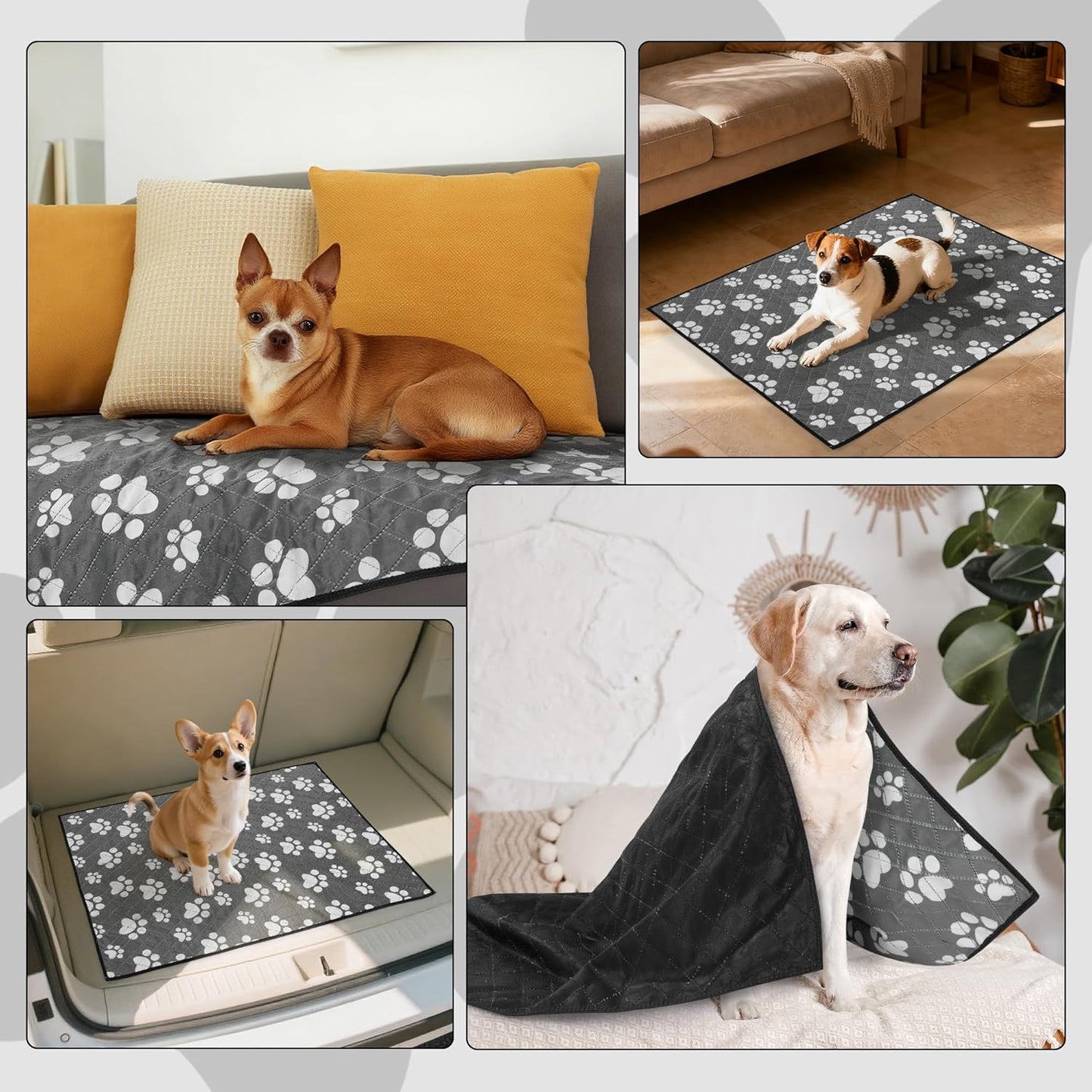 HOMBYS Double-Sided Indestructible Dog Blanket 40"x30", Chew Proof Tear-Resistant Pet Blanket for Aggressive Chewers, Duranble Furniture Protector for Sofa Bed & Crate, Grey