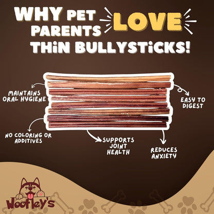 Woofley's 6 Inch Bully Sticks for Small Dogs - 100 Count - Safe, Easily Digestible Dog Chews