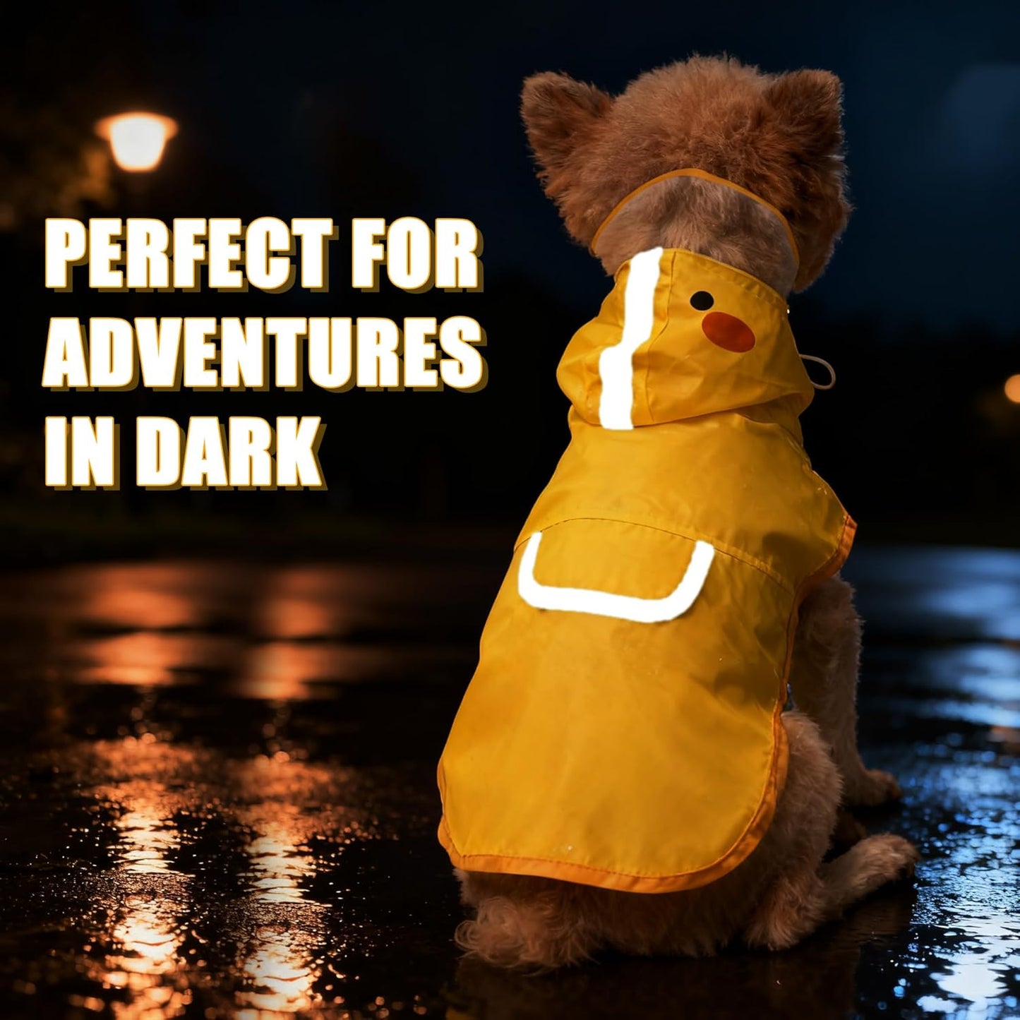 Dog Raincoat,Adjustable Waterproof Cloak Pet Hooded Raincoat Jacket,Cute Yellow Duck Poncho for Pet,M