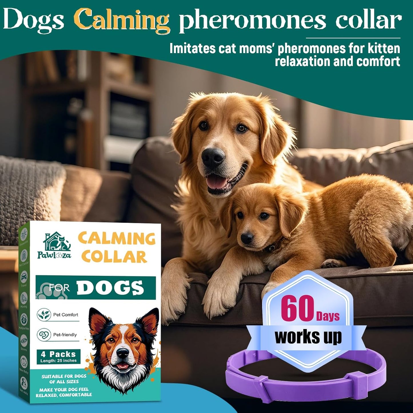 Probiotics for Dogs, Improve Itchy Skin Itchy Ears + Calming Collar for Dogs