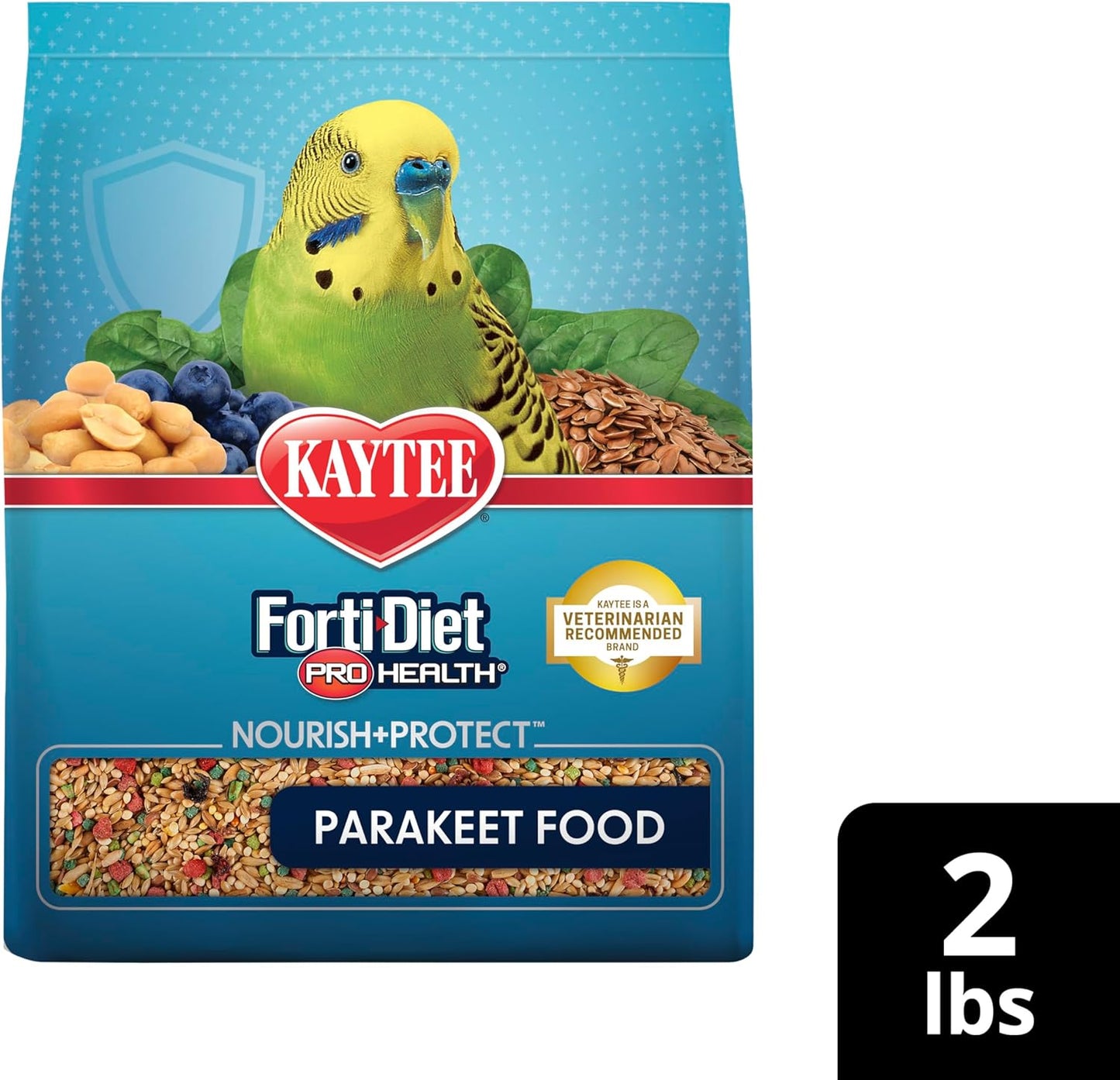 Kaytee Forti-Diet Pro Health Nourish+Protect Parakeet Food, Comprehensive Nutrition Backed by Science, Digestive Health, Immune Support, 2 pounds