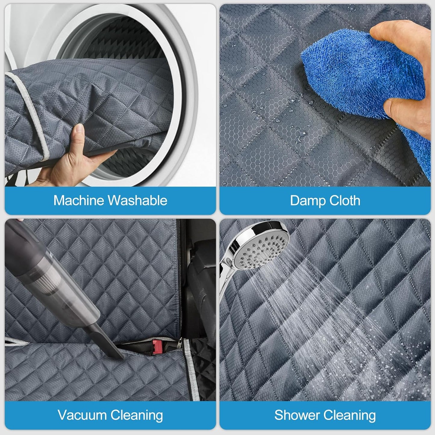 Grey Dog Car Seat Cover for Back Seat,Non-Stick Fur,Pet-Friendly and Waterproof - Universal Fit Interior Protector for Auto, Van, SUV - Ideal for Kids and Pets