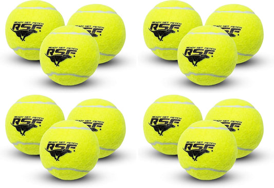 Franklin Pet Supply Squeaky - Ready Set Fetch Dog Toy Tennis Balls with Squeaker - Perfect Pet Toy for Small, Medium + Large Dogs - 12 Pack