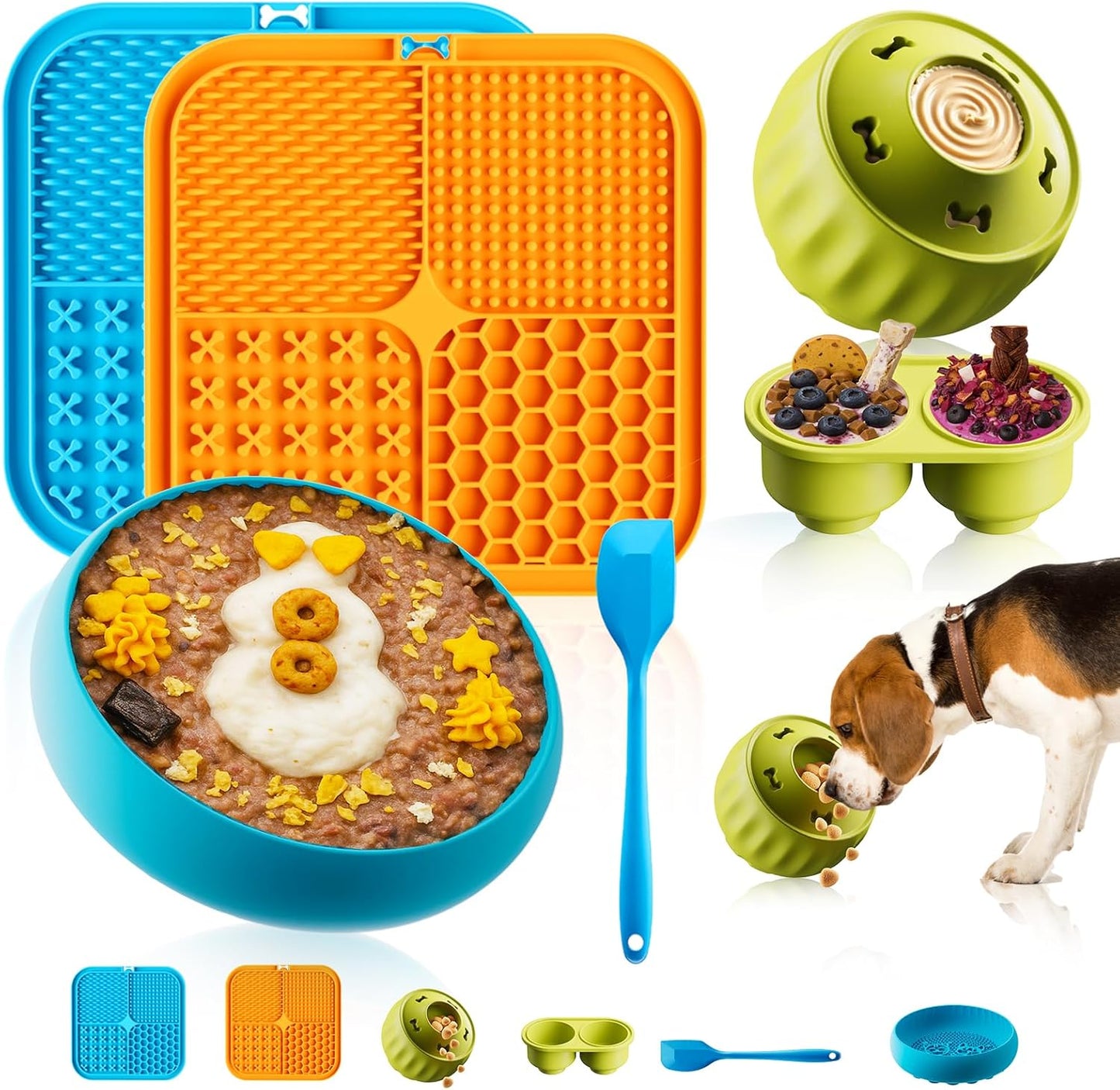 6-in-1 Dog Enrichment Toys Set - Lick Mat, Ball & Bowl with Peanut Butter, Frozen Treat Cognitive Dog Toys for Anxiety Relief & Mental Stimulation | Slow Feeding for Small/Medium Dogs & Puppies