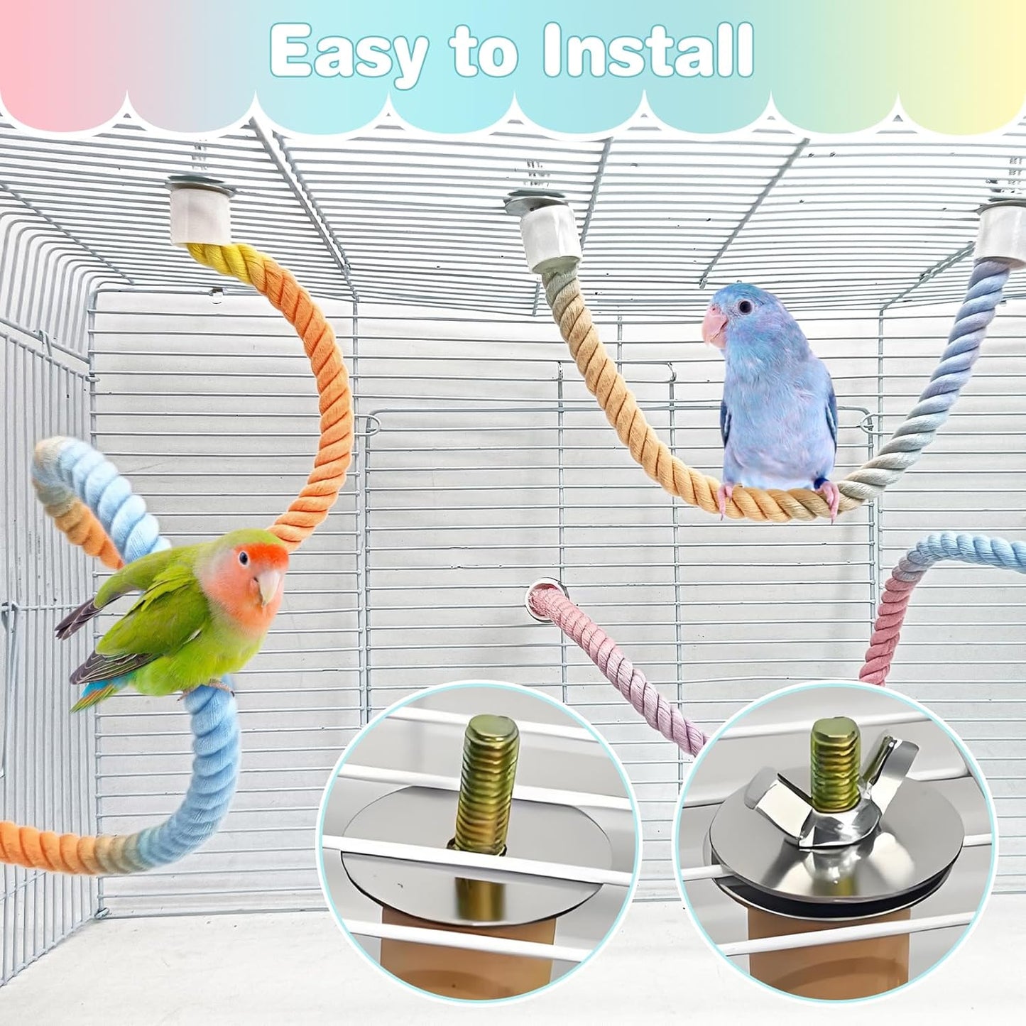 BNOSDM Wooden Long Bird Ladders and 3Pcs Bird Rope Perch Toys for Parrot