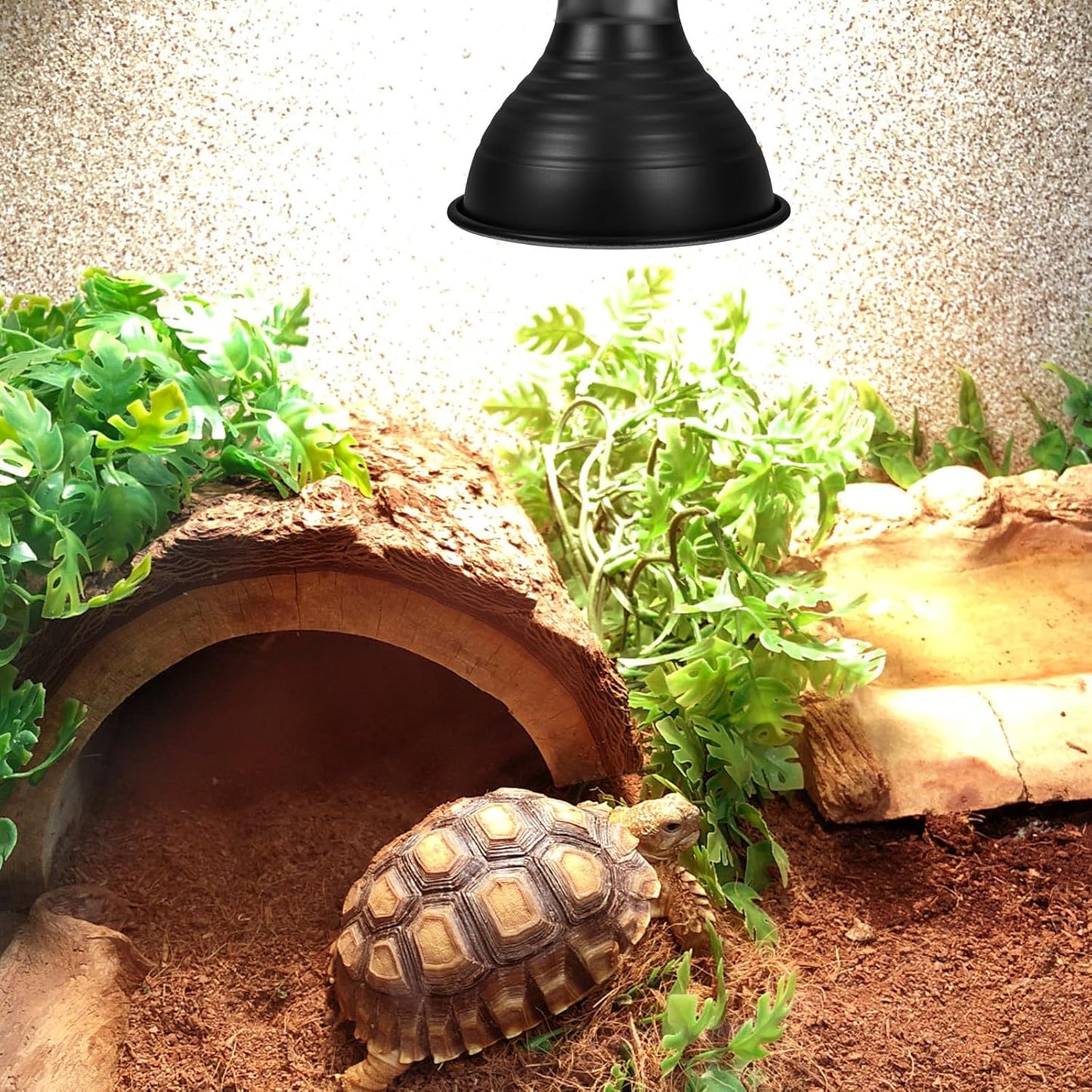 Reptile Lamp Shade Heat Lamp Protector 5.5-Inch Reflective Lampshade Black Exterior White Interior for Reptile Habitat Heating in Terrariums