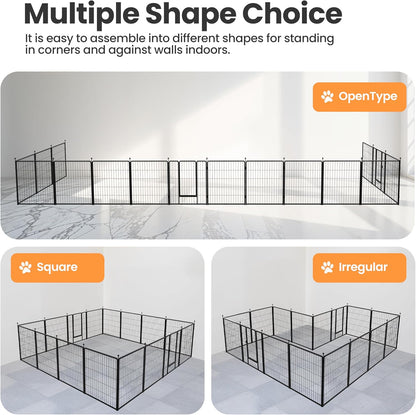 Dog Playpen, 32 Inch 16 Panels Dog Fence for Small/Medium Dogs Puppy/Indoor & Outdoor Bliss, Perfect Dog Pen for Camping, Yard, RV, Garden Fence, Black