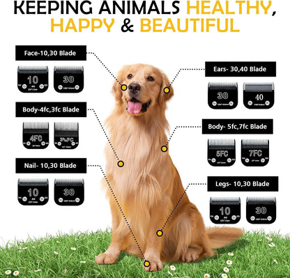 10# Dog Grooming Clipper Replacement Blades, Detachable Blade Compatible with Andis/wahl/Oster Pet Clippers,10 Blade 1/16-inch, Made of Ceramic & Stainless Steel Blade, Black