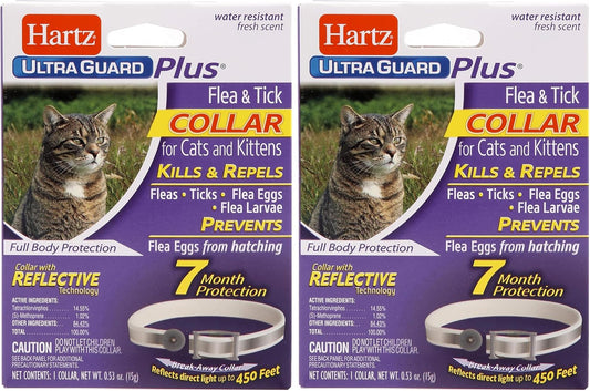Hartz UltraGuard Plus Reflective Flea & Tick Collar for Cats and Kittens (Pack of 2)