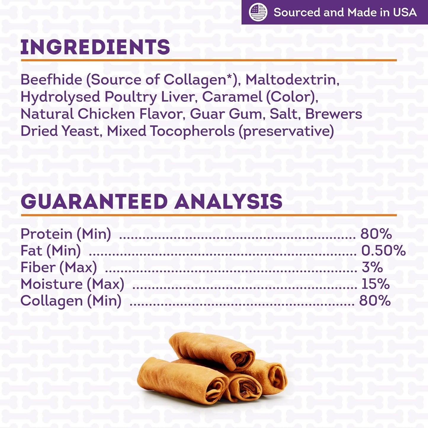 USA Collagen Rolls 6-7" Dog Chew Treats - Chicken Marinade Flavor, 4 Count/1 Pack