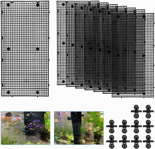 8pcs Fish Tank Divider with 10 pcs Suction Cups DIY Adjustable Aquarium Divider Filter Bottom Fish Tank Isolation Board Egg Crate