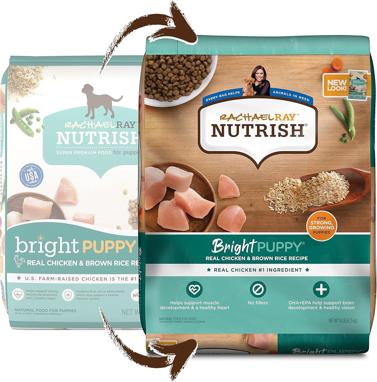 Nutrish Bright Puppy Premium Natural Dry Dog Food, Real Chicken & Brown Rice Recipe, 14 Pounds (Packaging May Vary), (Rachael Ray