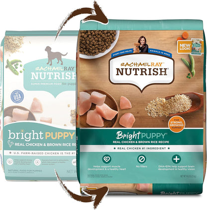 Nutrish Bright Puppy Premium Natural Dry Dog Food, Real Chicken & Brown Rice Recipe, 14 Pounds (Packaging May Vary), (Rachael Ray