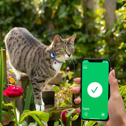 Breakaway Airtag Cat Collar with Removable Bell - Leather Soft Pet Collar with Apple Air Tag Holder - Adjustable GPS Collars for Girl Boy Cats Kitten Puppy - Lightweight, Cute and Comfortable (Blue)