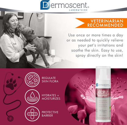 Dermoscent ATOP 7 Max Hydra Spray for Pets | Natural Hydrating Mist with Pre & Probiotic Complex for Dry, Allergy & Atopy-Prone Skin Relieves Skin Dryness & Protects Cutaneous Barrier Non-Greasy