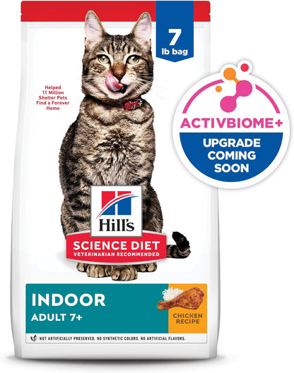 Hill's Science Diet Indoor, Senior Adult 7+, Easy Litter Box Cleanup, Dry Cat Food, Chicken Recipe, 7 lb Bag