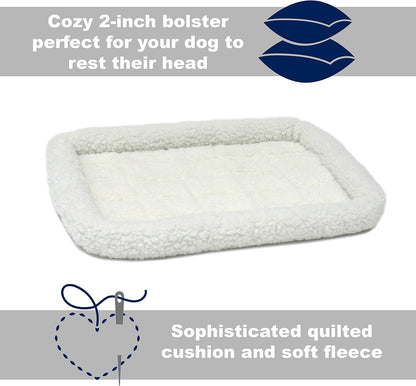 MidWest Homes for Pets QuietTime XXS Dog Bed – White Fleece Bolster, Ultra-Soft and Machine Washable, Fits 18-Inch Crates and Carriers, for Small Dogs and Cats
